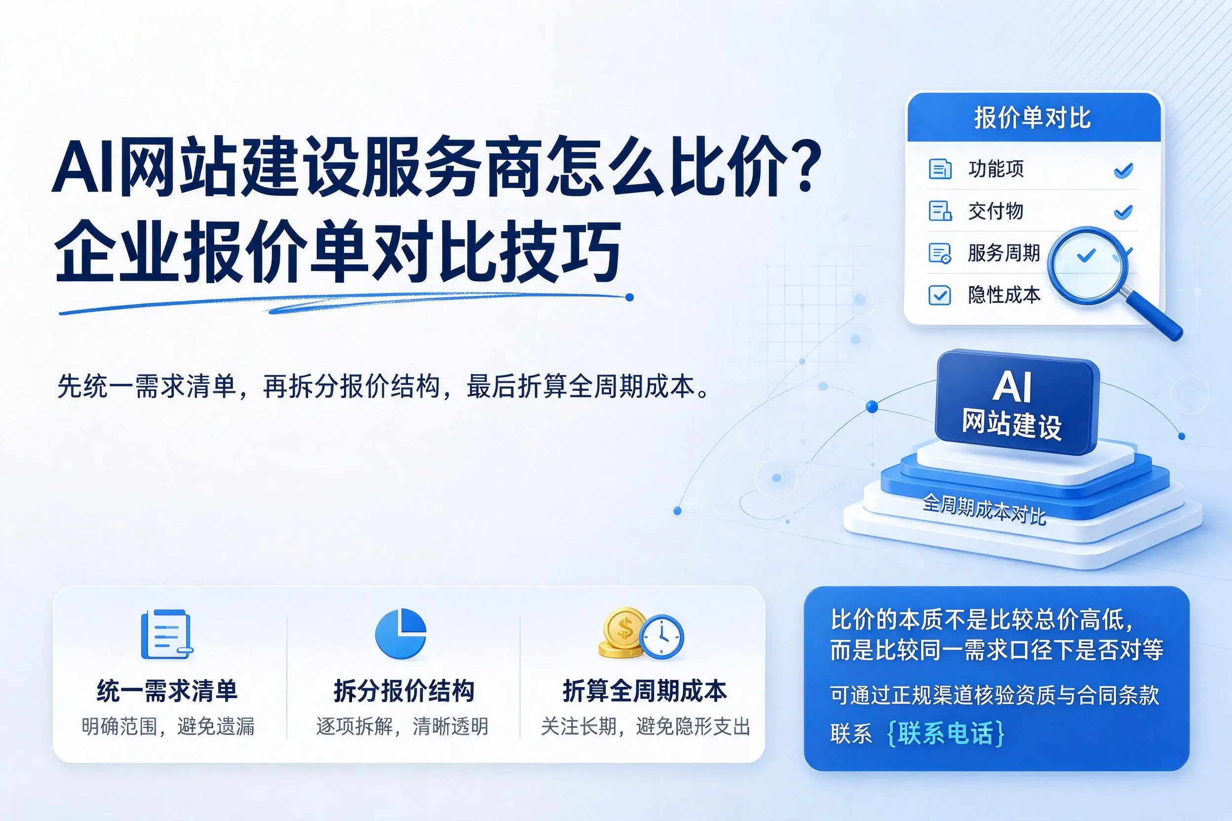 AI网站建设服务商怎么比价?合肥企业报价单对比技巧