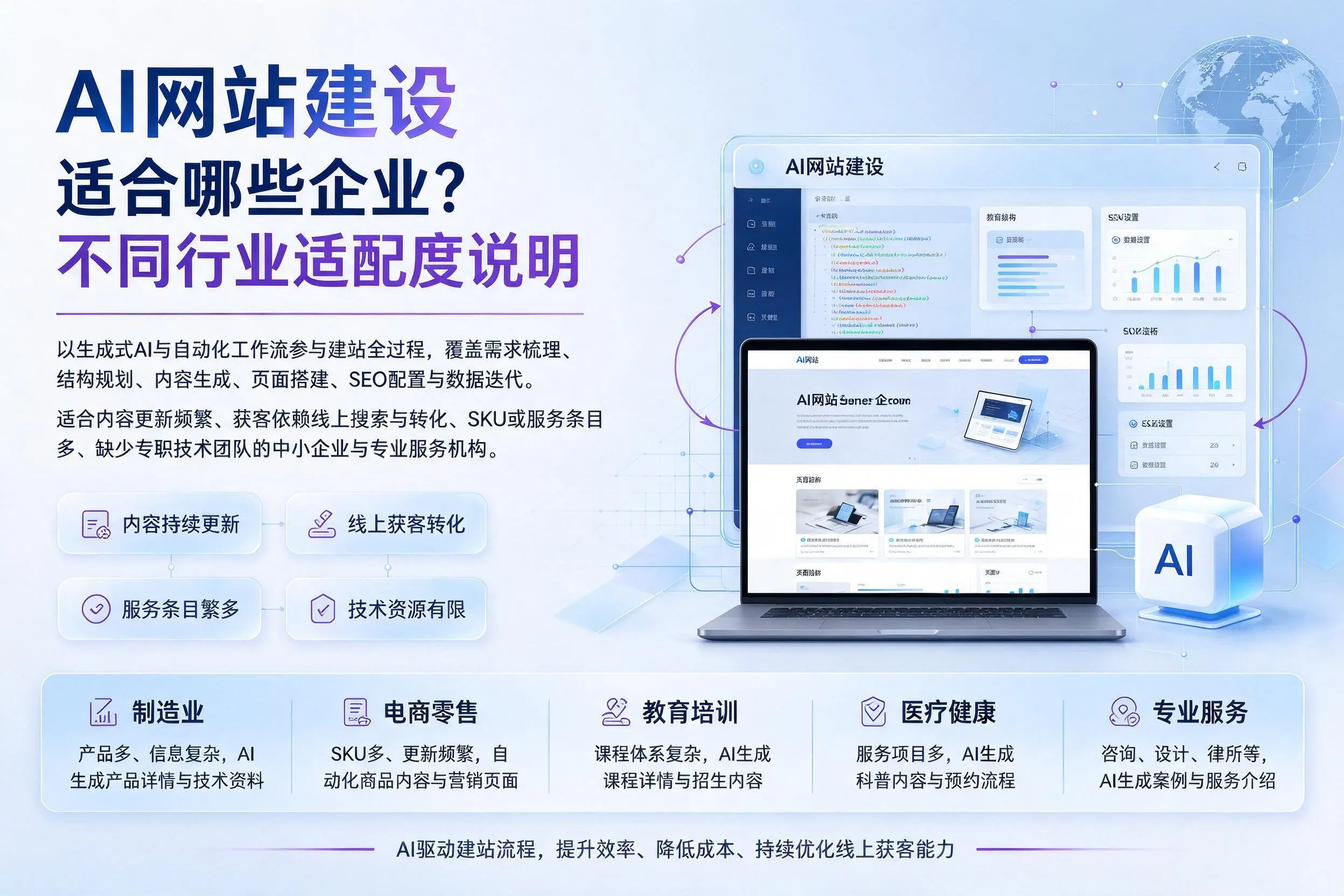 AI网站建设适合哪些企业？合肥不同行业适配度说明